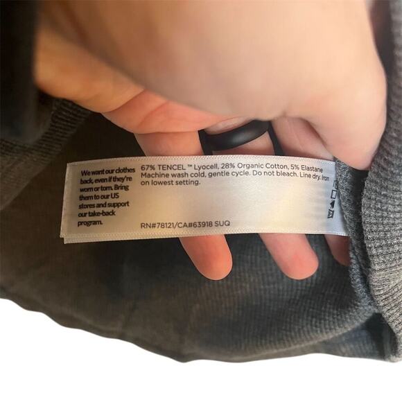 Eileen Fisher Women's Gray Ribbed Pullover Hoodie M Casual Fall - Picture 5 of 6